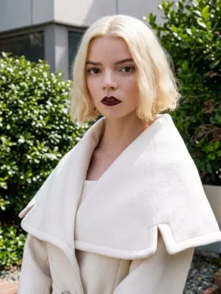 Lucky 2026 Anya Taylor-Joy White Belted Coat