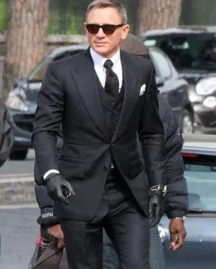 James Bond Spectre Black Herringbone Suit