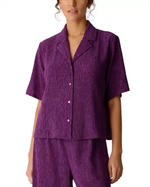 Crinkled Button Front Shirt