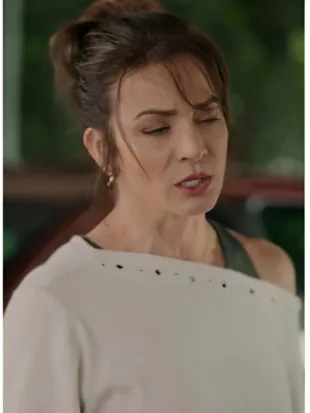 My Daughters Father 2026 Silvia Navarro White Off Shoulder Sweater