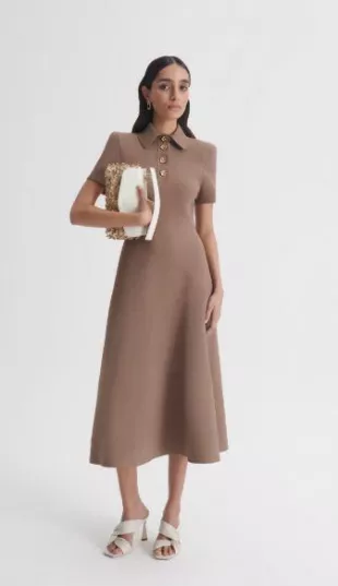 Crepe Knit Poppy Shirt Dress in Morocco