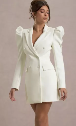 Landon Off White Tailored Blazer Mini Dress