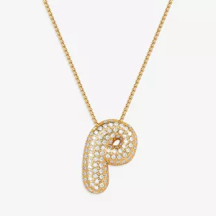 Pave Bubble Initial Necklace
