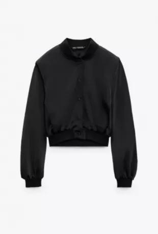 Black Satin Bomber Jacket