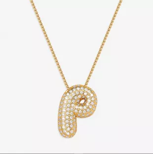 Pave Bubble Initial Necklace