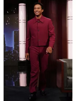 Jaafar Jackson Jimmy Kimmel Live 2026 Burgundy Suit