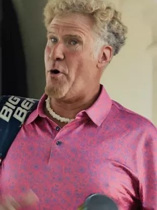 The Hawk S01 Will Ferrell Pink Floral Polo Shirt