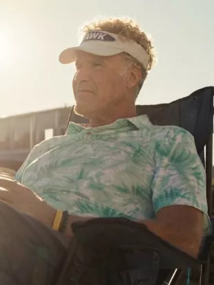 The Hawk S01 Will Ferrell Green Leaf Print Polo Shirt
