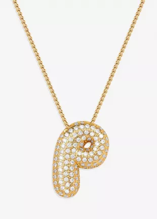 Pave Bubble Initial Necklace