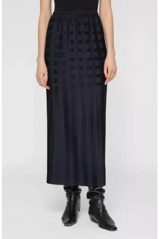 Basketweave Plissé Recycled Satin Skirt