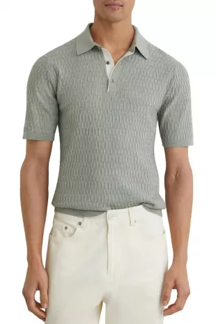 Era Basket Weave Knit Polo Sweater