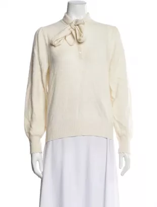 Cashmere Tie Neck Sweater
