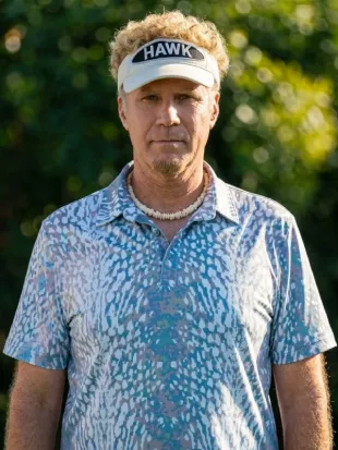 The Hawk 2026 Will Ferrell Blue Printed Polo Shirt