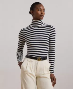 Striped Silk-Blend Turtleneck Sweater