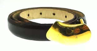 Robert Lee Morris Gold Plated & Brown Calfskin Belt Vintage