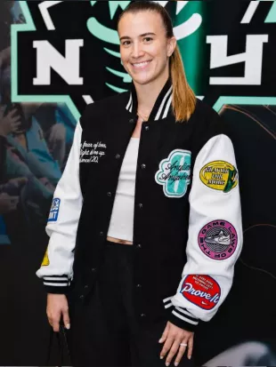 Sabrina Ionescu Any Time Any Where Varsity Jacket