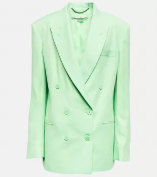 Double-Breasted Linen-Blend Blazer