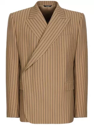 Pinstripe-Pattern Wool Blazer