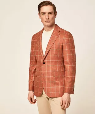 Wool Silk Check Blazer