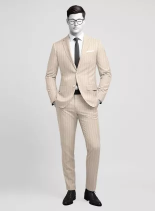 Napolean Como Bar Beige Wool Suit