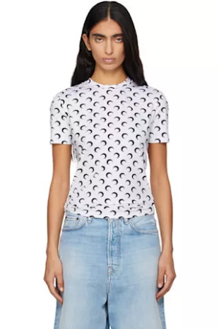 White Recycled Moon Jersey Second Skin Short Sleeves T-Shirt