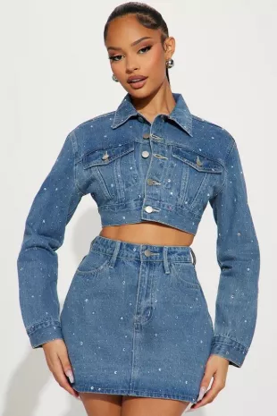 Denim Skirt Set - Medium Wash