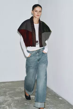 Quilted Velvet Gilet With Contrasting Details