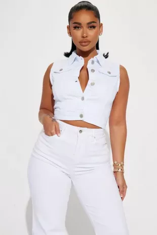 Cropped Denim Vest
