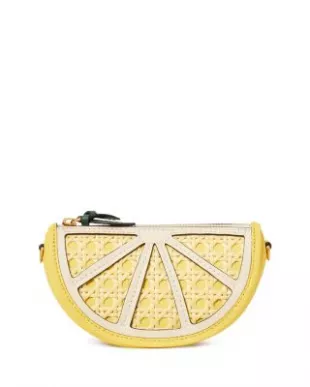 New York Lemon Drop Embellished Leather Mini Purse With Chain