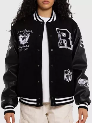 Los Angeles Raiders World Champs Black Varsity Jacket