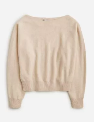 Cashmere Boatneck Sweater in Warm Sesame