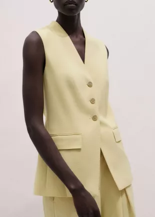 Longline Vest in Dusted Lemon Yellow