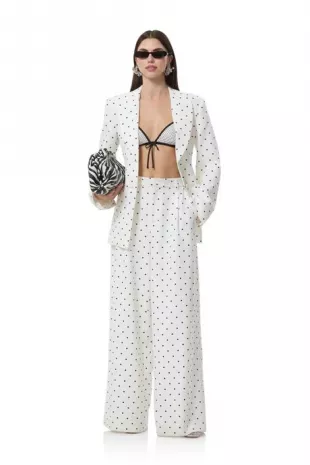 Edel Blazer in White Mini Dot
