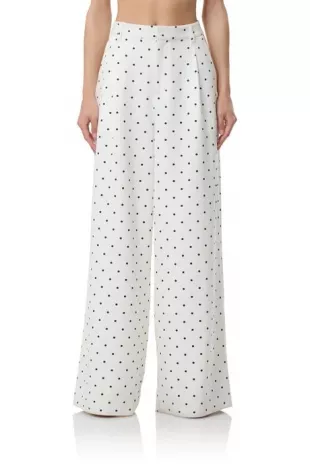 Davey Pant in White Mini Dot