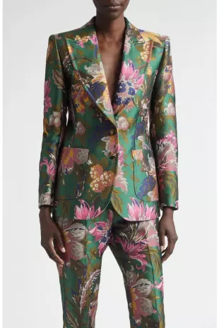 Floral Jacquard Blazer