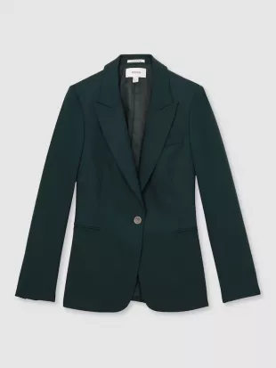 Petite Wool Blend Single Breasted Suit Blazer