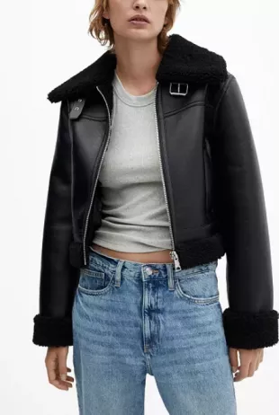 Women's Faux Shearling Lined Biker Jacket