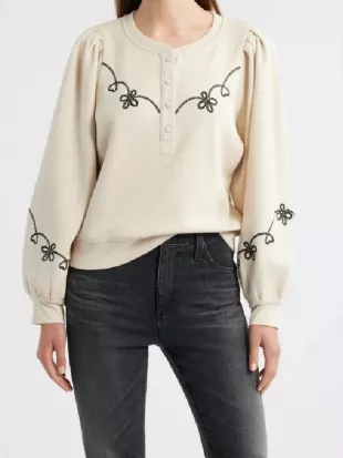 Roast My Rental Jasmine Roth Floral Embroidered Sweatshirt