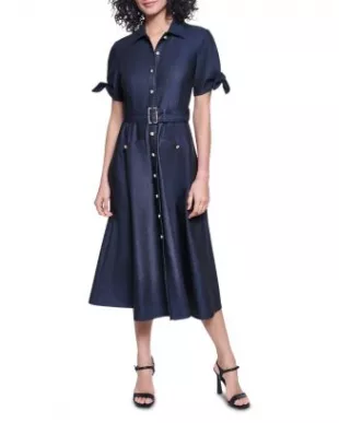 Belted Short Sleeve Midi Shirtdress