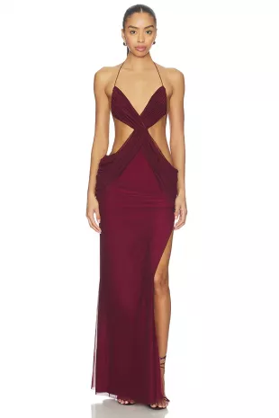 Women's Red Draped Vida Maxi Dress