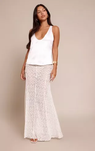 Lace Seam Detail Maxi Skirt