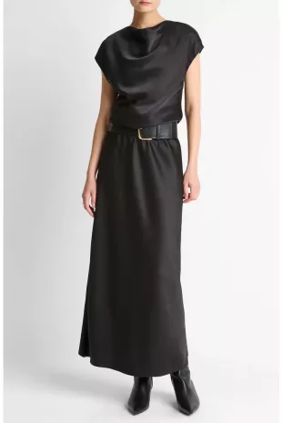 Draped Cowlneck Maxi Dress