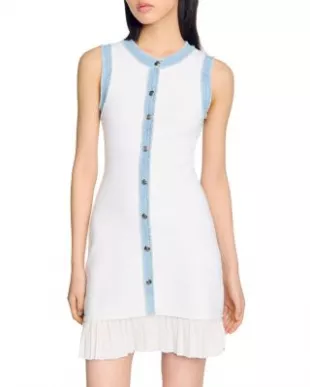 Short Knit Dress with Ruffles