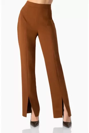 Straight-Leg Trousers with Leg Slits