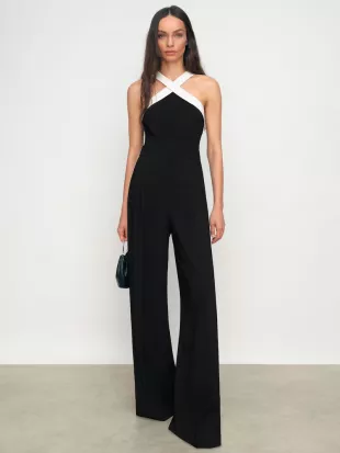 Cliona Colour-Block Halter Wide-Leg Jumpsuit