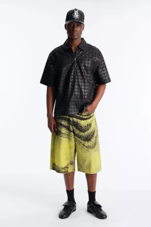 Relaxed Sunset Fever Faux Leather Polo