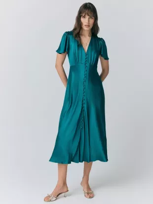 Grace Bias Cut Satin Midi Dress
