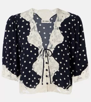Ursula Polka-dot Crêpe de chine Top