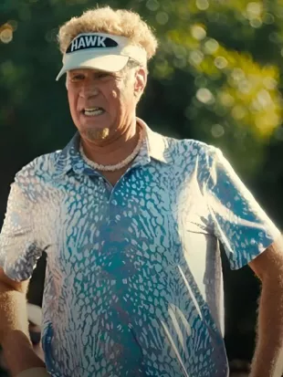 The Hawk 2026 Will Ferrell Blue Printed Polo Shirt
