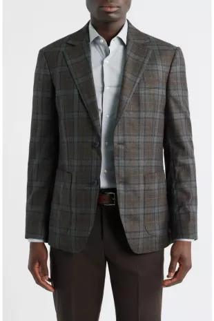 Brown Midas Plaid Wool Sport Coat